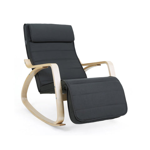 Rootz Rocking Chair - Birch Wood Chair - Foam Cotton Seat - Indoor Outdoor Furniture - 67cm x 115cm x 91cm