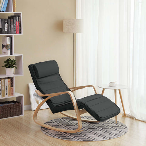 Rootz Rocking Chair - Birch Wood Chair - Foam Cotton Seat - Indoor Outdoor Furniture - 67cm x 115cm x 91cm