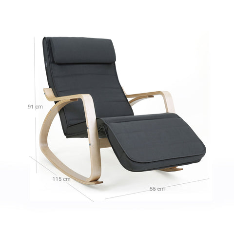 Rootz Rocking Chair - Birch Wood Chair - Foam Cotton Seat - Indoor Outdoor Furniture - 67cm x 115cm x 91cm