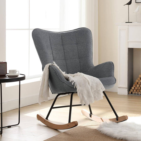 Rootz Dark Gray Swing Chair Armchair - Padded Rocking Chair - Relaxation Seat - Ergonomic Comfort - 69x95x90cm
