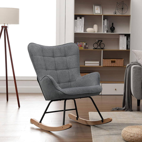 Rootz Dark Gray Swing Chair Armchair - Padded Rocking Chair - Relaxation Seat - Ergonomic Comfort - 69x95x90cm