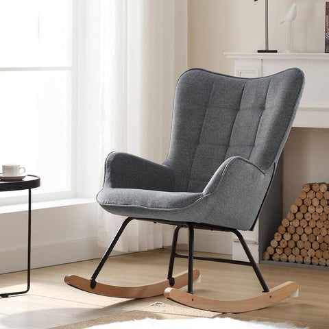 Rootz Dark Gray Swing Chair Armchair - Padded Rocking Chair - Relaxation Seat - Ergonomic Comfort - 69x95x90cm