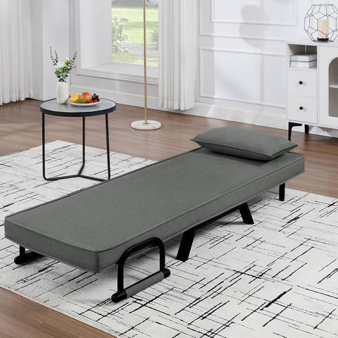 Rootz 3-in-1 Convertible Bed Chair - Folding Sofa - Lounger - Upholstered Seat - Adjustable Backrest - Robust Frame - 65cm x 78cm x 75cm