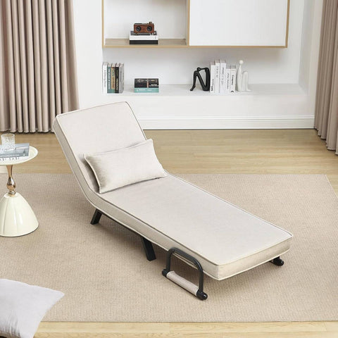 Rootz 3-in-1 Sleep Armchair - Convertible Sleeper Chair - Recliner Chair - Adjustable Backrest - Linen Brown- 65cm x 78cm x 75cm