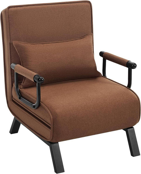 Rootz Sleep Armchair 3 in 1 - Convertible Armchair - Linen Brown Chair - Adjustable Backrest - 65 x 78 x 75 cm Armchair; 184 x 26 x 65 cm Bed