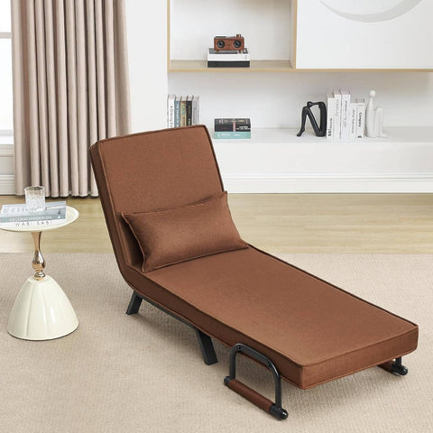 Rootz Sleep Armchair 3 in 1 - Convertible Armchair - Linen Brown Chair - Adjustable Backrest - 65 x 78 x 75 cm Armchair; 184 x 26 x 65 cm Bed