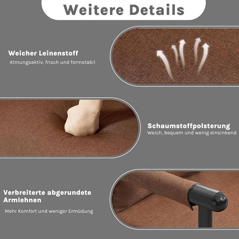 Rootz Sleep Armchair 3 in 1 - Convertible Armchair - Linen Brown Chair - Adjustable Backrest - 65 x 78 x 75 cm Armchair; 184 x 26 x 65 cm Bed