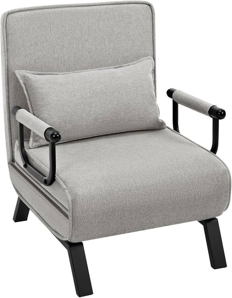 Rootz 3 in 1 Sleep Armchair - Convertible Chair - Adjustable Recliner - Space-Saving - Linen Grey - 65 x 78 x 75 cm