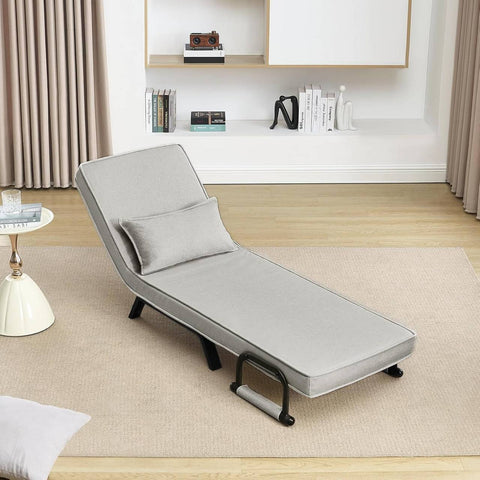 Rootz 3 in 1 Sleep Armchair - Convertible Chair - Adjustable Recliner - Space-Saving - Linen Grey - 65 x 78 x 75 cm