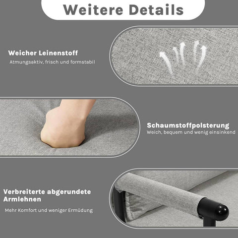 Rootz 3 in 1 Sleep Armchair - Convertible Chair - Adjustable Recliner - Space-Saving - Linen Grey - 65 x 78 x 75 cm