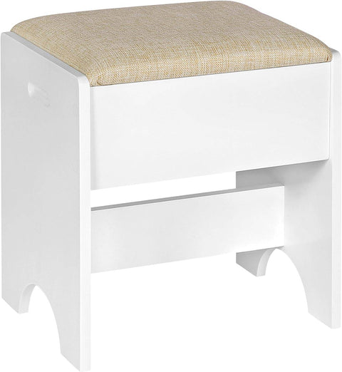 Rootz Make-Up Stool - Vanity Seat - Foot Stool - Comfortable 150kg Capacity - Elegant Brown White - 40cm x 45cm x 30cm
