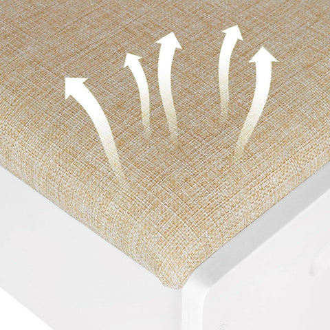 Rootz Make-Up Stool - Vanity Seat - Foot Stool - Comfortable 150kg Capacity - Elegant Brown White - 40cm x 45cm x 30cm