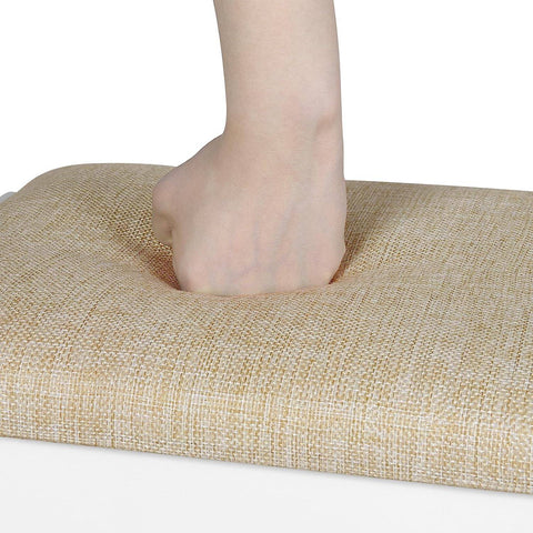 Rootz Make-Up Stool - Vanity Seat - Foot Stool - Comfortable 150kg Capacity - Elegant Brown White - 40cm x 45cm x 30cm