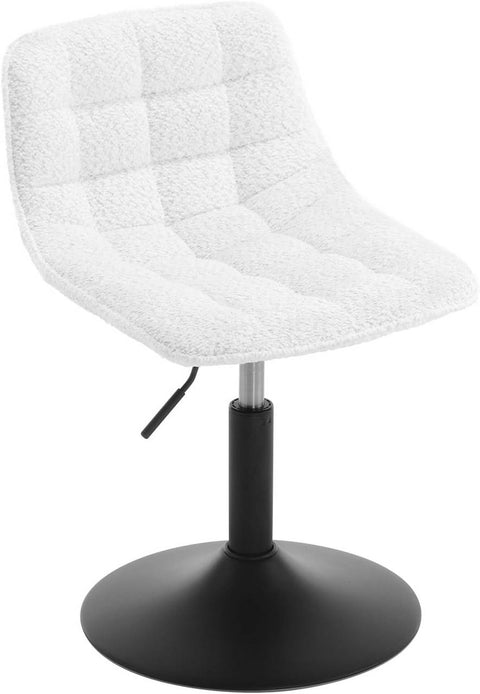 Rootz Makeup Stool Bar Stool - Chenille Chair - Ergonomic Chair - Comfort & Durability - 42.5x35cm Seat, Adjustable Height 38-49.5cm, White/Gray