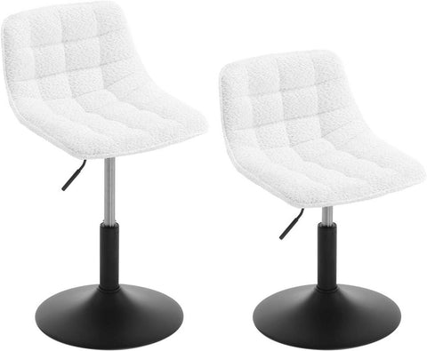 Rootz 2 Piece Set Makeup Bar Stool - Comfortable Chenille Seats - Ergonomic Chair - Height Adjustable - 42.5x35 cm - White