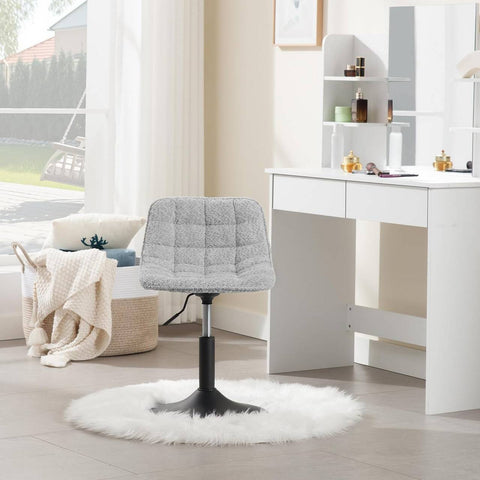 Rootz Set of 2 Makeup Stools - Bar Chairs - Comfortable Chenille - Ergonomic Support - 42.5 x 35 cm