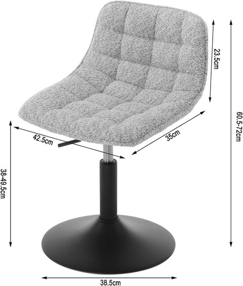 Rootz Set of 2 Makeup Stools - Bar Chairs - Comfortable Chenille - Ergonomic Support - 42.5 x 35 cm