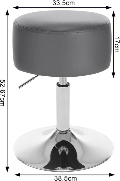 Rootz Swivel Bar Stool - Adjustable Breakfast Chair - Counter Stool - Faux Leather - 33.5cm Seat Diameter - 52-67cm Height - 38.5cm Base