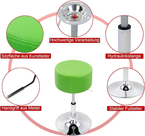 Rootz Bar Stool Swivel Chair - Rotating Stool - Adjustable Height - Faux Leather - 33.5cm - 52-67cm - 38.5cm - 120kg Load - Easy Assembly