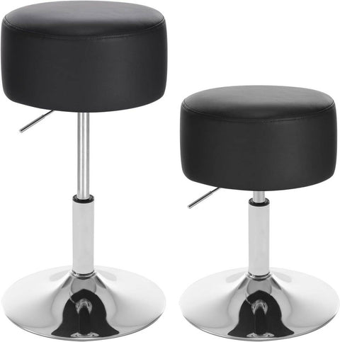 Rootz Swivel Bar Stool - Low Profile Chair - Adjustable Height Stool - Faux Leather - 33.5 cm Seat - 52-67 cm Height - 38.5 cm Base