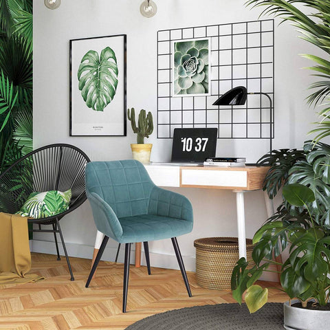 Rootz Velvet Dining Chair - Elegant Chair - Comfortable Seating - Ergonomic Design - Durable Metal Frame - Easy Assembly - 49cm x 43cm x 81cm