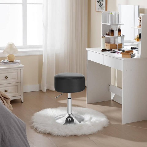 Rootz Swivel Bar Stool - Low Profile Chair - Adjustable Height Stool - Faux Leather - 33.5 cm Seat - 52-67 cm Height - 38.5 cm Base