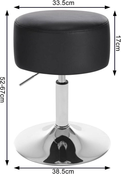 Rootz Swivel Bar Stool - Low Profile Chair - Adjustable Height Stool - Faux Leather - 33.5 cm Seat - 52-67 cm Height - 38.5 cm Base