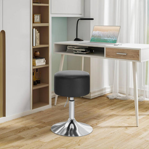 Rootz Swivel Bar Stool - Low Profile Chair - Adjustable Height Stool - Faux Leather - 33.5 cm Seat - 52-67 cm Height - 38.5 cm Base