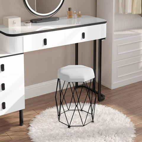 Rootz Makeup Stool - Vanity Chair - Dressing Room Stool - Soft Padded Seat - Sturdy Metal Frame - Anti-Slip Design - 30cm x 44.5cm x 30cm