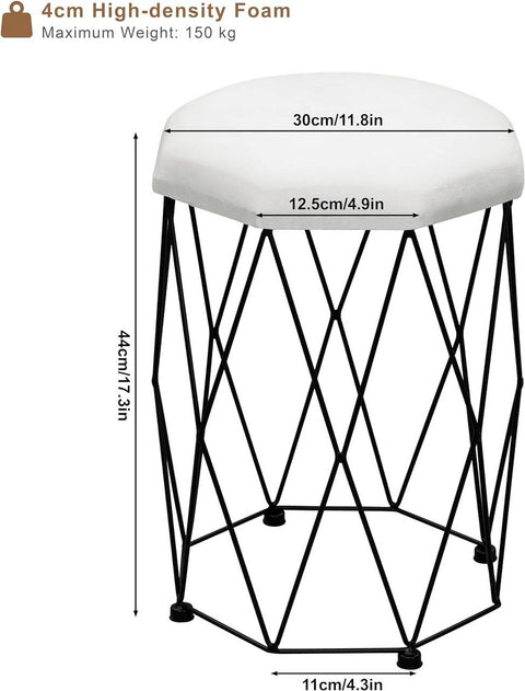 Rootz Makeup Stool - Vanity Chair - Dressing Room Stool - Soft Padded Seat - Sturdy Metal Frame - Anti-Slip Design - 30cm x 44.5cm x 30cm
