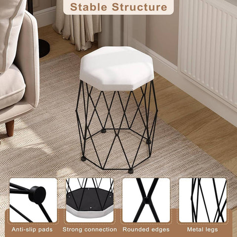 Rootz Makeup Stool - Vanity Chair - Dressing Room Stool - Soft Padded Seat - Sturdy Metal Frame - Anti-Slip Design - 30cm x 44.5cm x 30cm