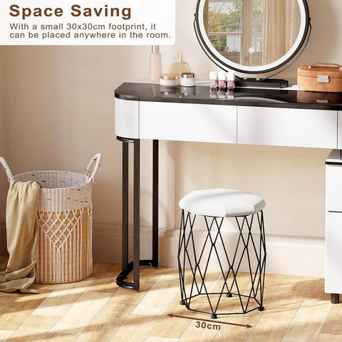 Rootz Makeup Stool - Vanity Chair - Dressing Room Stool - Soft Padded Seat - Sturdy Metal Frame - Anti-Slip Design - 30cm x 44.5cm x 30cm