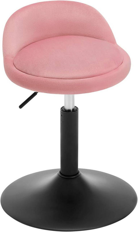 Rootz Adjustable Pink Makeup Stool - Office Booster - Rotating Stool - Velvet Comfort - 38.5cm x 49.5-65.5cm x 43cm