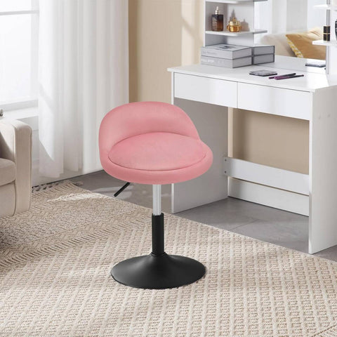 Rootz Adjustable Pink Makeup Stool - Office Booster - Rotating Stool - Velvet Comfort - 38.5cm x 49.5-65.5cm x 43cm