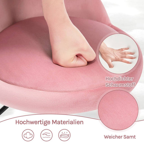 Rootz Adjustable Pink Makeup Stool - Office Booster - Rotating Stool - Velvet Comfort - 38.5cm x 49.5-65.5cm x 43cm