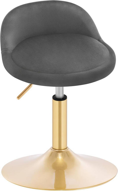 Rootz Adjustable Makeup Stool - Office Booster - Kitchen Rotating Seat - Enhances Comfort - 38.5 x 49.5-65.5 x 43 cm -Grey + Gold