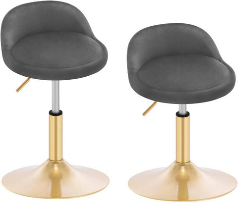 Rootz Makeup Stool Set - Office Booters - Kitchen Stools - Height Adjustable - Ergonomic Support - 38.5cm x 49.5-65.5cm x 43cm - Grey + Gold