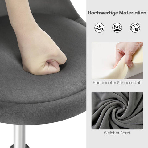 Rootz Adjustable Makeup Stool - Office Booster - Kitchen Rotating Seat - Enhances Comfort - 38.5 x 49.5-65.5 x 43 cm -Grey + Gold