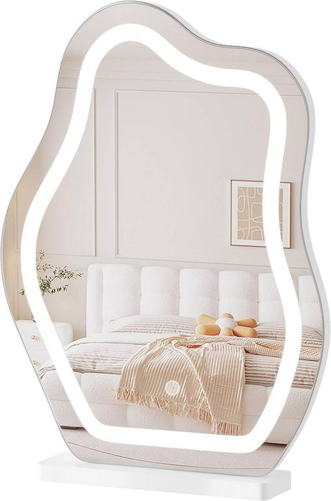 Rootz Make-Up Mirror with LED Lighting - Vanity Mirror - Dimmable Mirror - Artistic Cloud Shape - 43x56 cm - Enhances Makeup Application - White