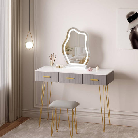 Rootz Make-Up Mirror with LED Lighting - Vanity Mirror - Dimmable Mirror - Artistic Cloud Shape - 43x56 cm - Enhances Makeup Application - White