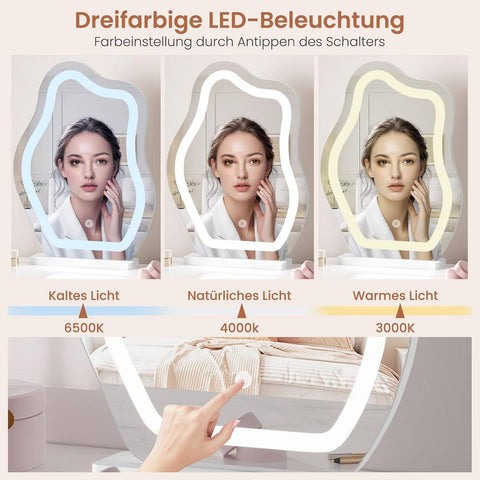 Rootz Make-Up Mirror with LED Lighting - Vanity Mirror - Dimmable Mirror - Artistic Cloud Shape - 43x56 cm - Enhances Makeup Application - White