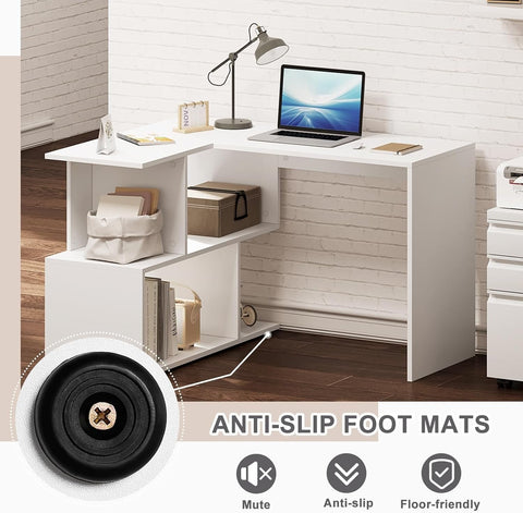 Rootz Multifunctional L-Shaped Desk - Corner Desk - Office Desk - Spacious Dual Tabletops - Integrated Shelving - Sturdy Build - 100cm x 77cm x 120cm