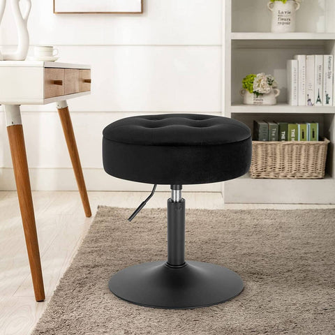 Rootz Adjustable Velvet Bar Stool - Counter Chair - Swivel Seat - Durable & Comfortable - Multifunctional with Storage - Adjustable Height 49.5cm-65cm - 39.5cm Seat Diameter