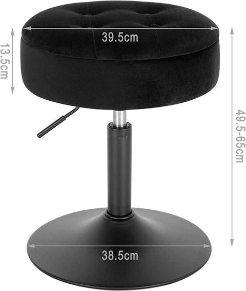 Rootz Adjustable Velvet Bar Stool - Counter Chair - Swivel Seat - Durable & Comfortable - Multifunctional with Storage - Adjustable Height 49.5cm-65cm - 39.5cm Seat Diameter