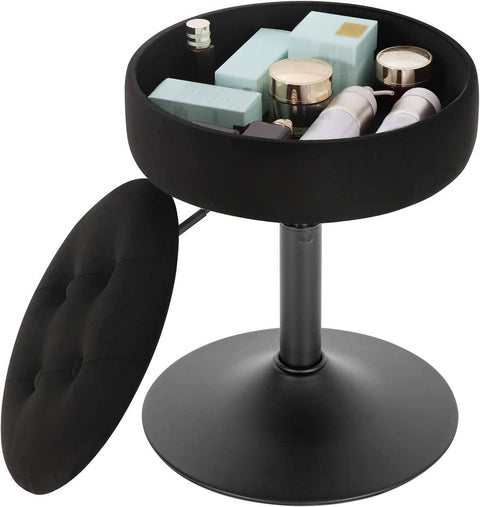 Rootz Adjustable Velvet Bar Stool - Counter Chair - Swivel Seat - Durable & Comfortable - Multifunctional with Storage - Adjustable Height 49.5cm-65cm - 39.5cm Seat Diameter