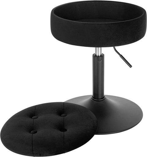 Rootz Adjustable Velvet Bar Stool - Counter Chair - Swivel Seat - Durable & Comfortable - Multifunctional with Storage - Adjustable Height 49.5cm-65cm - 39.5cm Seat Diameter