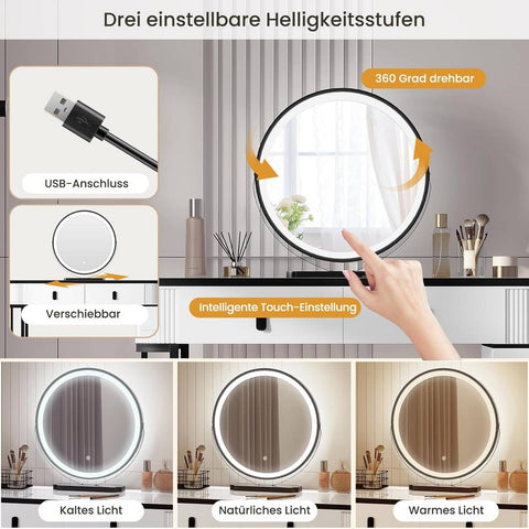 Rootz Dressing Table Set - Makeup Vanity - Cosmetic Desk - Ample Storage - 100cm x 126cm x 40cm