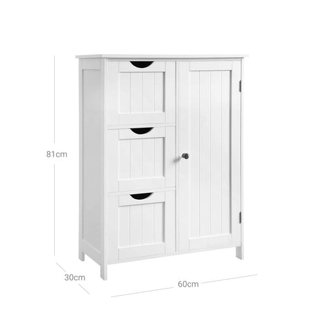 Rootz Bathroom Cabinet - Storage Organizer - Cupboard - MDF - Clutter-Free Solution - Versatile Use - White - 60cm x 30cm x 81cm