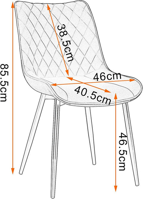 Rootz Velvet Dining Chairs - Elegant Chairs - Comfortable Seating - Durable, Ergonomic, Anti-Slip - 46cm x 40.5cm x 85.5cm