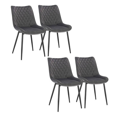 Rootz Velvet Dining Chairs Set of 4 - Elegant Chairs - Comfortable Seating - Durable Construction - Easy Assembly - Velvet and Metal - 46 x 40.5 cm Seat Size